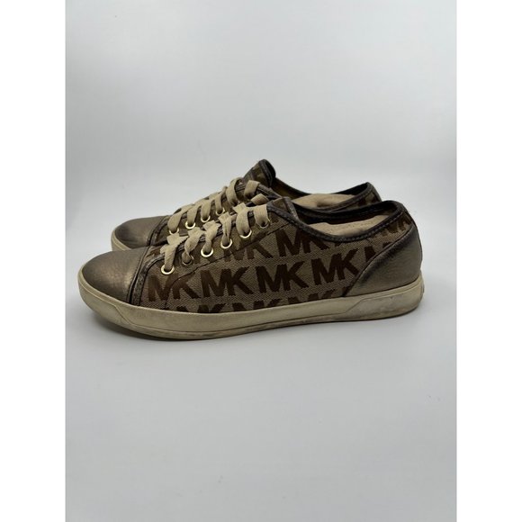 Michael Kors Signature Gold Slip On Sneakers Size 10 - Picture 2 of 5